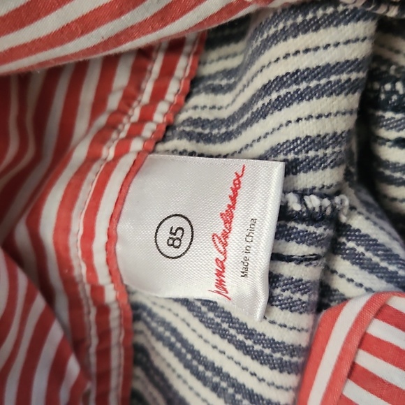Hanna Andersson Denim Striped Shorts Shortalls Sz 85 2T Pockets! - Picture 5 of 6